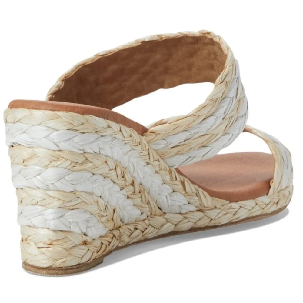 NEW! André Assous Nolita Raffia Wedge Slide Sandal - Size 40